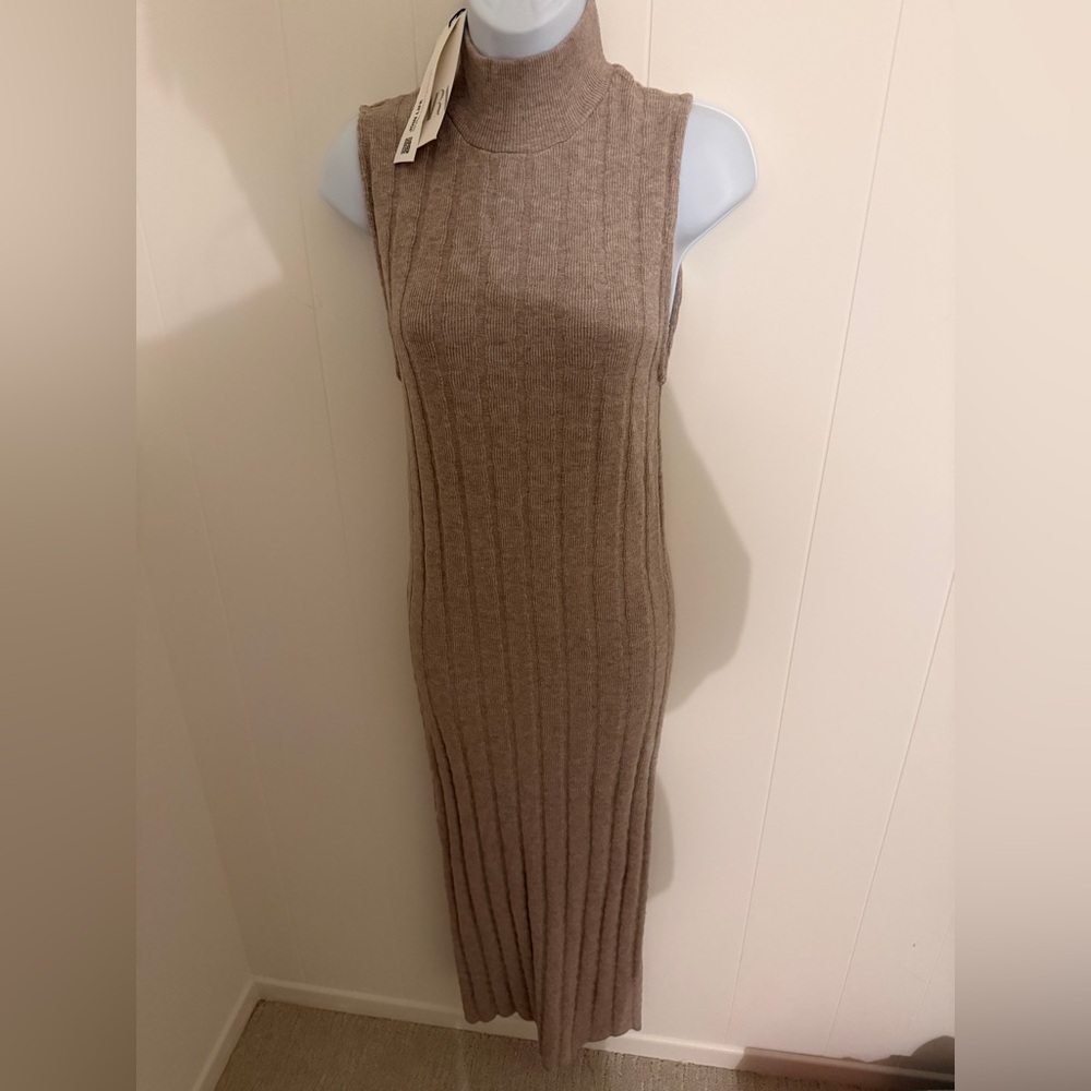 Zara Taupe Sleeveless Midi Dress